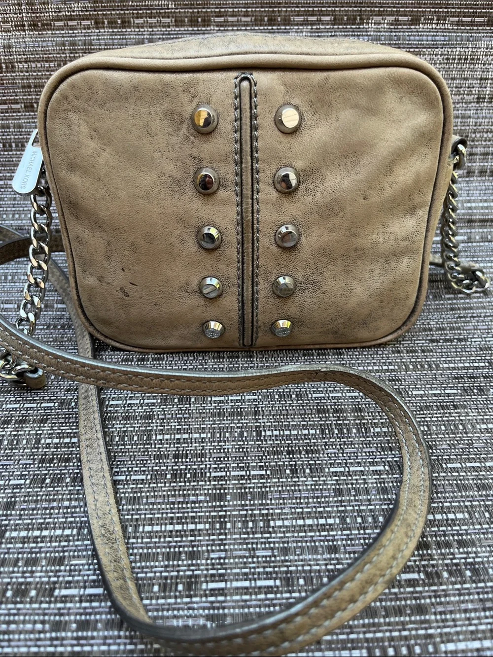 Michael Kors Gray Suede Card Wallet Crossbody Insert